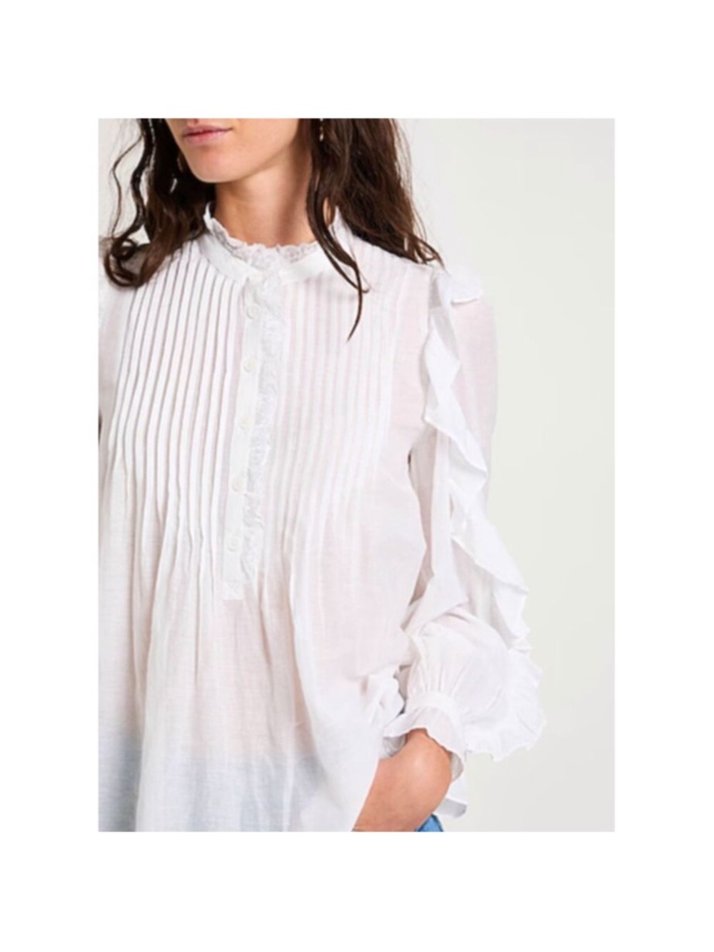 NWT $398 Zadig & Voltaire Timmy Tomboy Tunic White Ruffled Blouse Medium - Picture 4 of 16